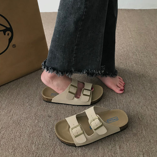 森系复古舒适平底凉拖