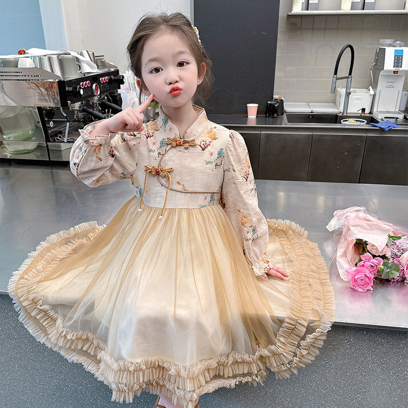 清仓汉服女童连衣裙春秋款2025新款女宝秋季国风超仙裙子儿童旗袍