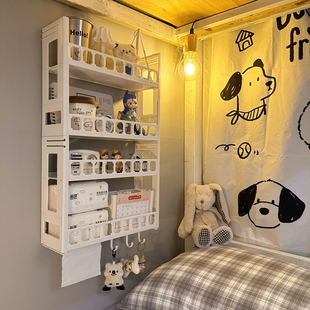 卧室墙上免打孔置物架宿舍挂架寝室上铺房间床头挂墙面墙壁挂筐