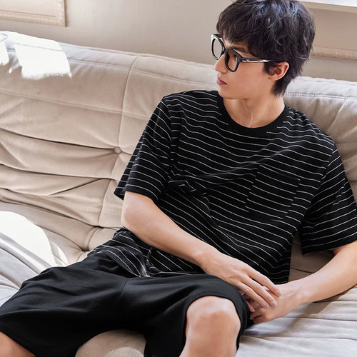 贝妍薄款睡衣男夏季套装家居服
