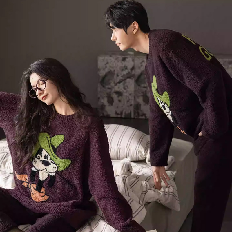 贝妍迪士尼情侣睡衣女款秋冬季珊瑚绒家居服男保暖半边绒大码套装,女士内衣/男士内衣/家居服,睡衣/家居服套装,淘宝优惠券,粉丝福利购,淘宝优惠卷