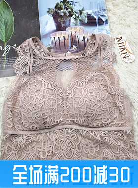 美佳美侬性感蕾丝网纱打底美背文胸抹胸式防走光背心式内衣M85916