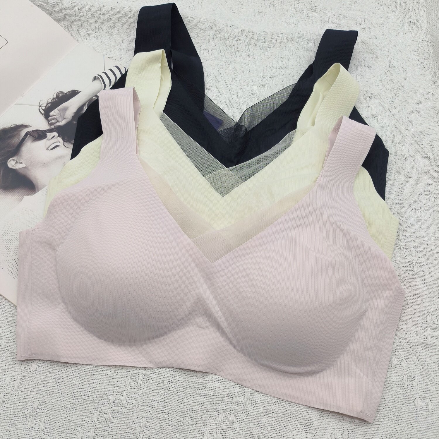 美佳美侬圆满尚品养护型文胸Y3116无钢圈无痕纯色不透女内衣运动