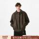 FORNINES美拉德复古翻领皮衣男款 春季 pu皮外套潮牌棕色痞帅机车服
