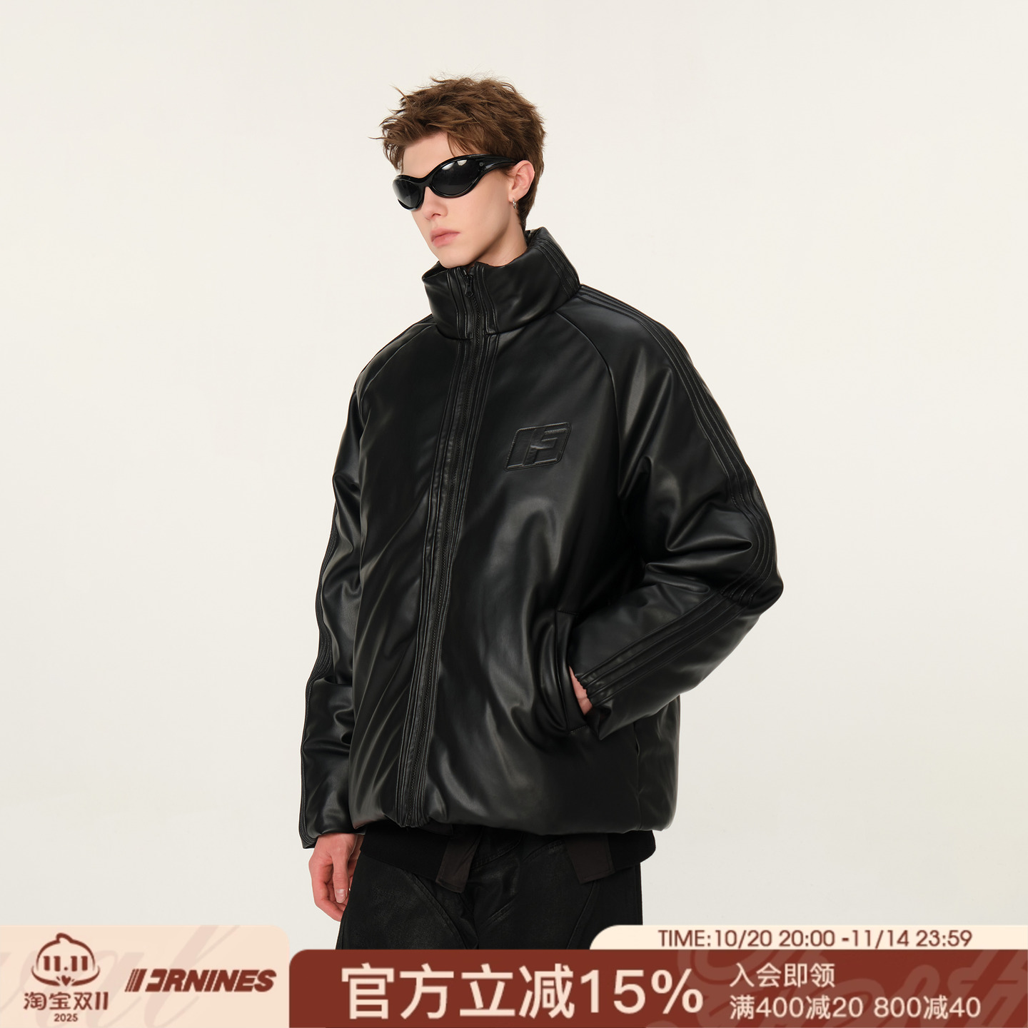 FORNINES皮面90白鸭绒羽绒服