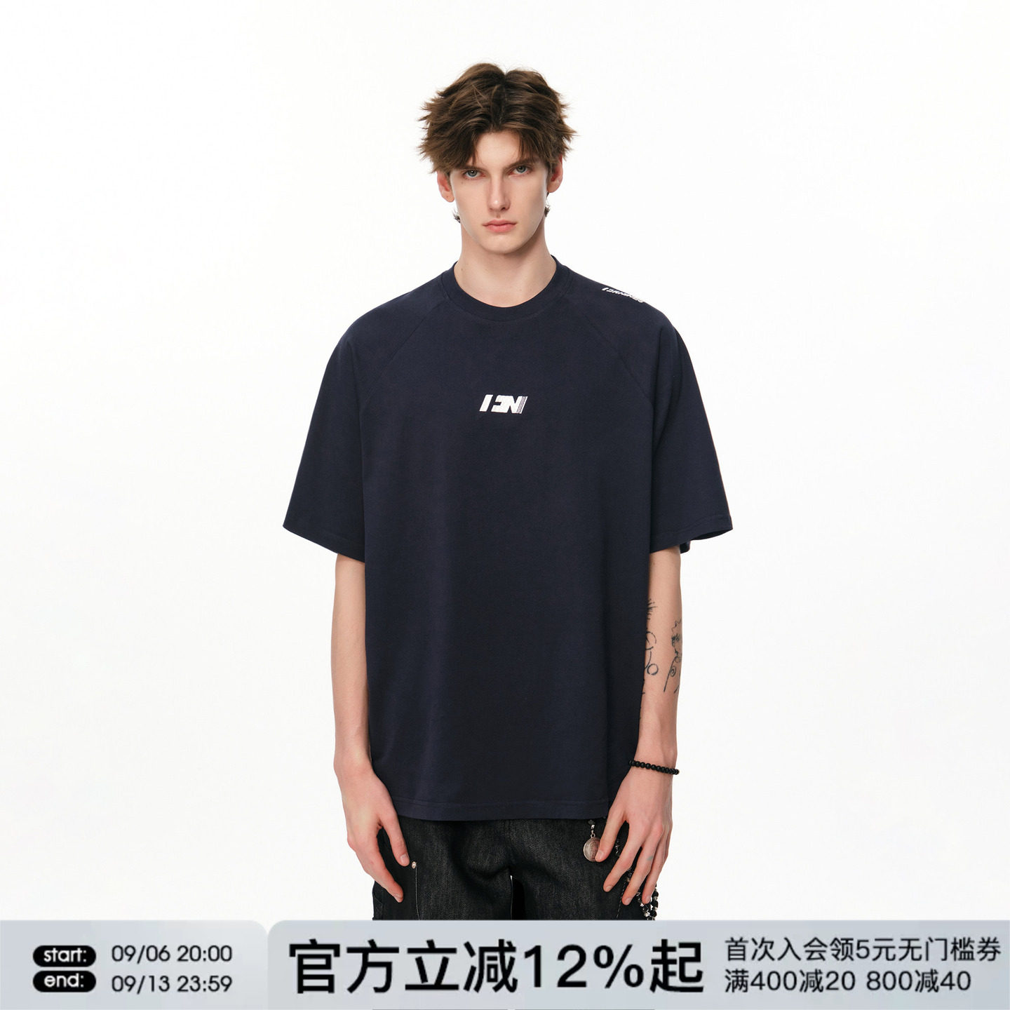 FORNINES刺绣logo纯棉短袖t恤男女情侣装上衣夏季宽松半袖打底衫图片