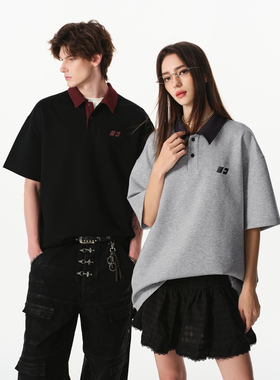 FORNINES曼巴棉撞色翻领短袖polo衫男女情侣上衣潮牌夏季半袖T恤