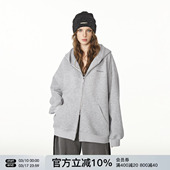 连帽衫 潮牌春季 拉链外套 灰色卫衣男女情侣装 FORNINES重磅刺绣开衫