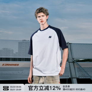 半袖 FORNINES凉感插肩袖 上衣潮牌夏季 T恤男女情侣装 衣服 刺绣短袖