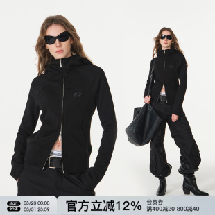 辣妹短款 潮牌春季 外套 纯棉毛圈卫衣女生连帽开衫 FORNINES显瘦修身