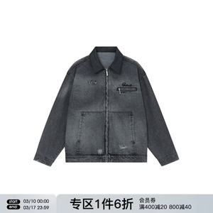 FORNINES巴恩风春季美式复古外套水洗做旧牛仔夹克男女潮牌衣服