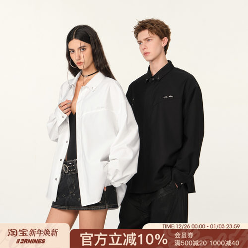 FORNINES设计感星星金属TR面料长袖衬衫男女潮牌春秋休闲小众外套