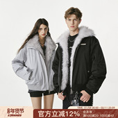 FORNINES座山雕棉衣外套男款 冬季 翻领加厚防寒服潮牌大毛领棉袄女