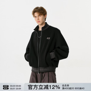 开衫 潮牌春季 外套 立领卫衣男女情侣装 FORNINES曼巴棉450g重磅短款