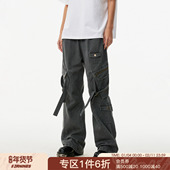 裤 男女潮牌休闲裤 春秋美式 FORNINES纯棉水洗做旧微喇工装 复古长裤