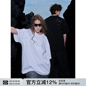 打底衫 半袖 T恤男女情侣上衣潮牌夏季 FORNINES设计感刺绣纯棉短袖