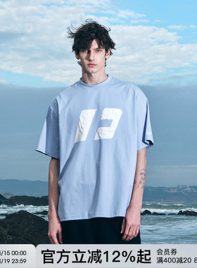 FORNINES索罗娜凉感速干浅蓝色短袖T恤男女情侣潮牌上衣夏季半袖