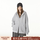 FORNINES重磅刺绣开衫 灰色卫衣男女情侣潮牌秋冬连帽加绒加厚外套