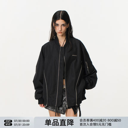 FORNINES美式高街拉链飞行员夹克男女潮牌棒球服春秋cleanfit外套