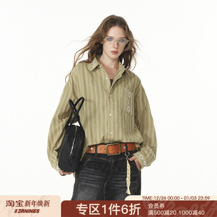 外套 男女潮牌上衣春秋美式 FORNINES复古民族风竖条纹纯棉长袖 衬衫