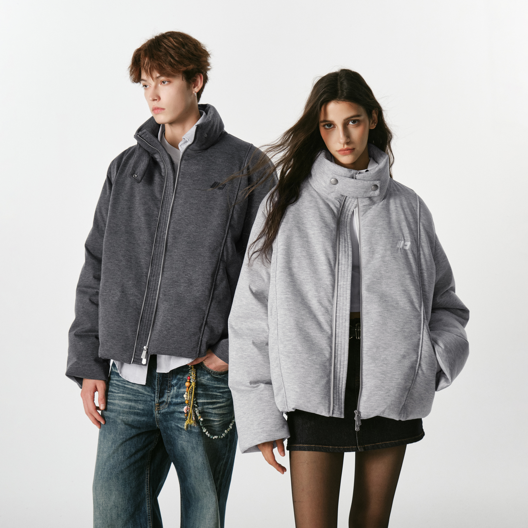 FORNINES防风立领90白鸭绒羽绒服男冬季情侣加厚防寒衣潮牌外套女