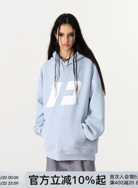 FORNINES重磅蓝色卫衣男女情侣装连帽衫潮牌春秋上衣加绒通勤外套