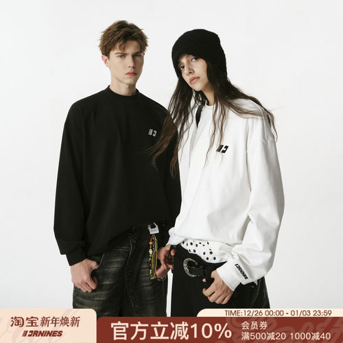 FORNINES发热保暖德绒打底衫男款秋冬刺绣长袖T恤潮牌内搭卫衣女