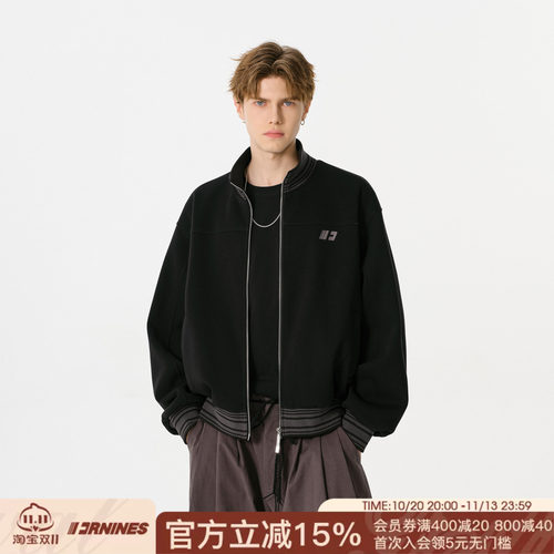 FORNINES曼巴棉450g重磅短款立领卫衣男女情侣装潮牌春秋开衫外套