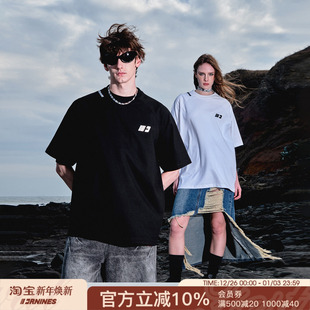 半截袖 夏季 T恤男女情侣上衣潮牌打底衫 FORNINES刺绣重磅纯棉短袖