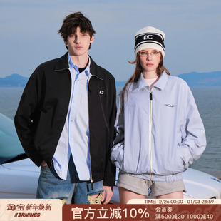 FORNINES双面穿刺绣条纹夹克男女潮牌情侣装 cleanfit外套 春秋美式