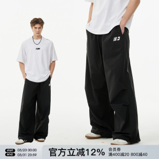 直筒休闲裤 FORNINES防泼水伞兵裤 美式 阔腿运动长裤 子 男女潮牌四季
