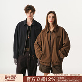 FORNINES哑光高密仿麂皮绒复古翻领夹克男款 外套女 工装 春季 微短款