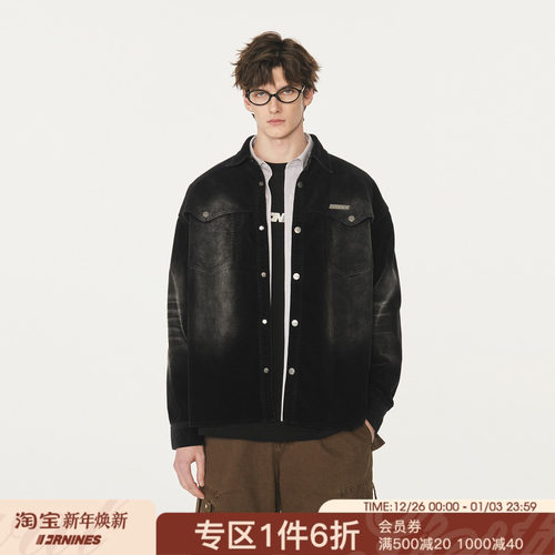 FORNINES做旧洗水灯芯绒衬衫外套