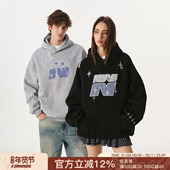FORNINES贴布刺绣重磅加绒卫衣男女秋冬情侣装 连帽衫 潮牌加厚外套