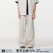 褶皱伞兵裤 潮牌长裤 男女直筒阔腿休闲裤 裤 子春秋工装 FORNINES薄款