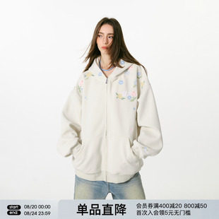 宽松休闲外套女 FORNINES刺绣拉链开衫 卫衣男款 潮牌秋季 重磅连帽衫