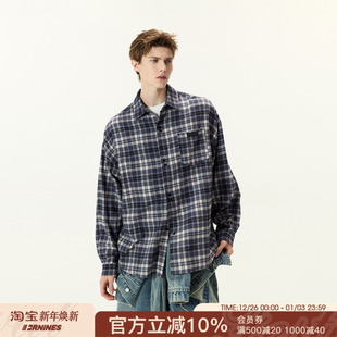FORNINES磨毛格子衬衫 衬衣外套 男女潮牌春秋上衣复古内搭格纹长袖