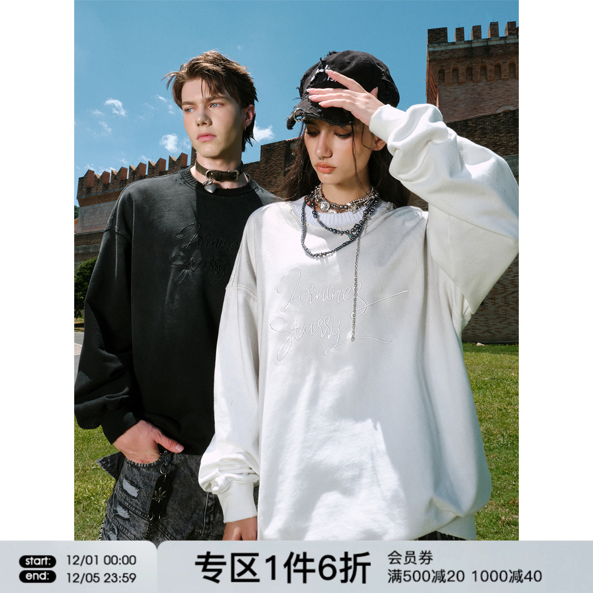 FORNINES重磅做旧圆领卫衣