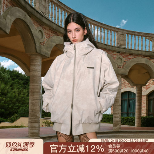 FORNINES绒感皮革棉衣外套