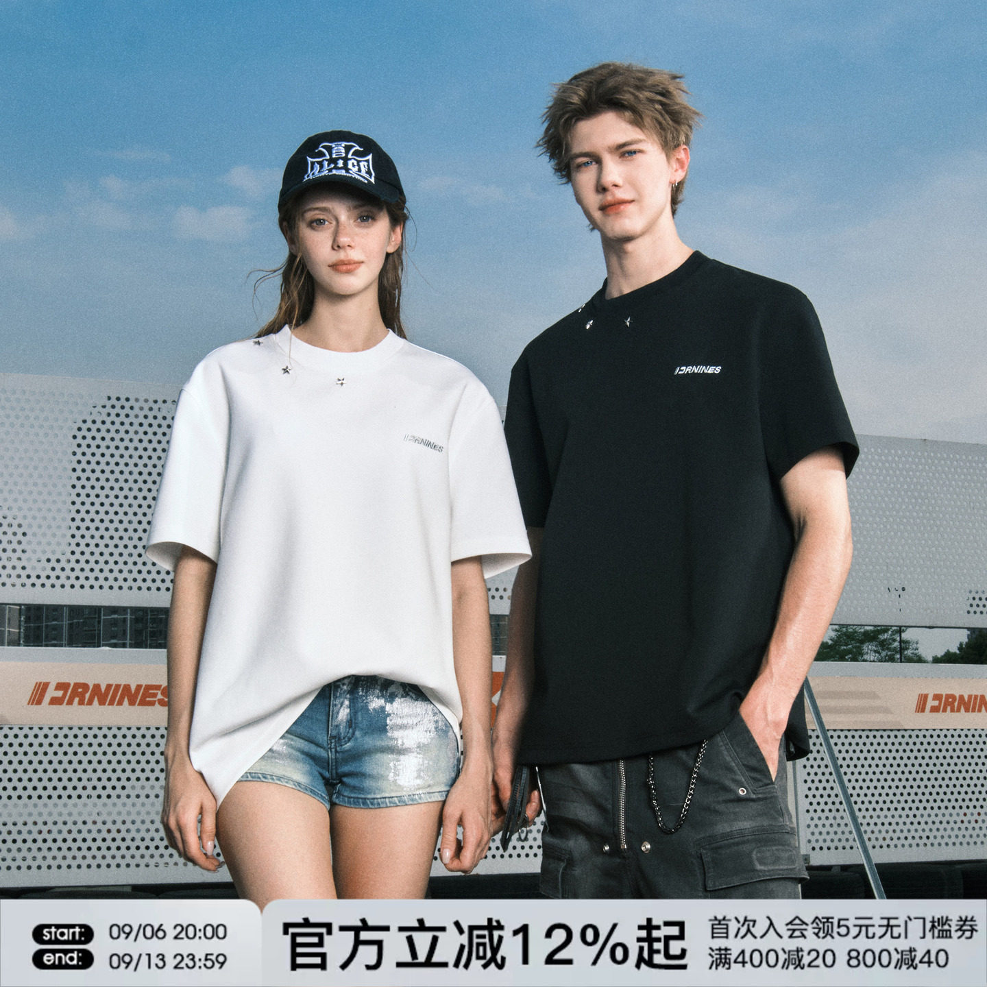 FORNINES刺绣空气层正肩短袖T恤男女潮牌夏季cleanfit半袖体恤衫图片
