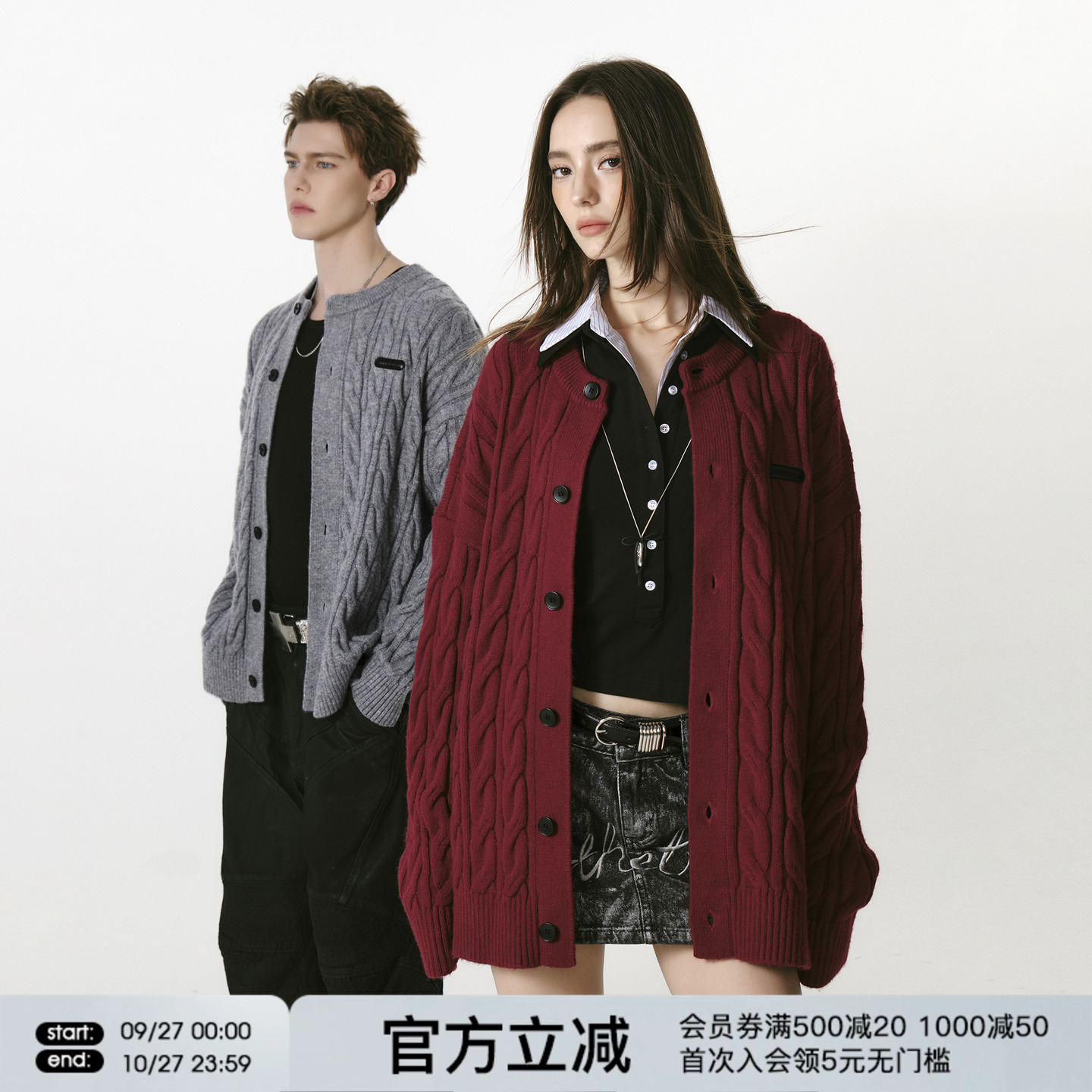FORNINES加厚圆领开衫毛衣男女2025秋冬新款针织衫慵懒松弛感外套