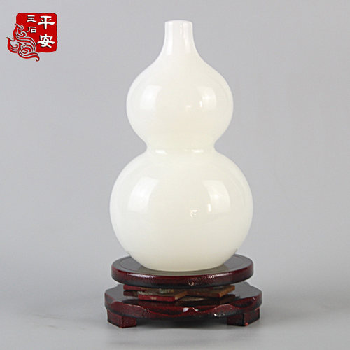 风水天然黄白玉石葫芦摆件大小号中式福禄镇宅客厅玄关卫生间卧室