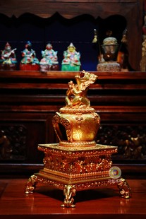 精铜鎏金 能食空行母护摩炉 烟供炉 藏传护摩炉