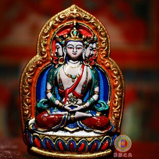 虔心手绘 彩绘藏式陶制擦擦善业泥 大日如来长寿佛虚空藏格萨尔王