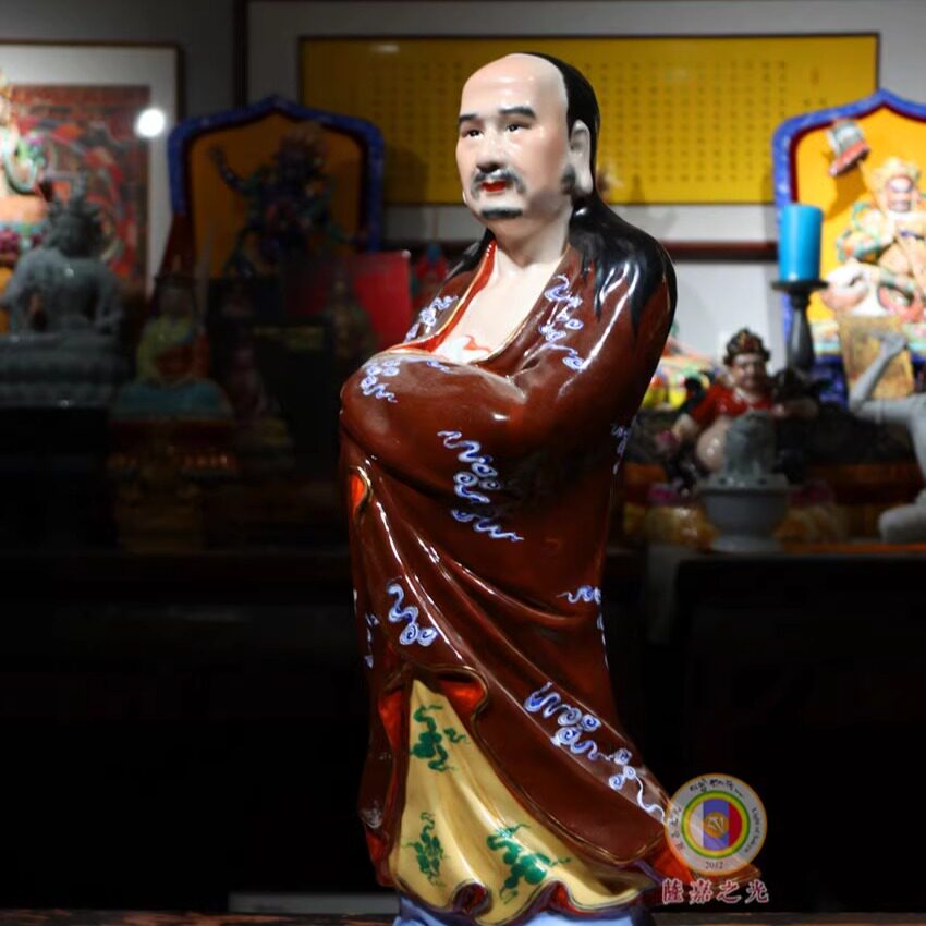 陶瓷手绘工艺 曾龙升款 过江达摩窑釉家居镇宅瓷塑瓷像茶室摆件