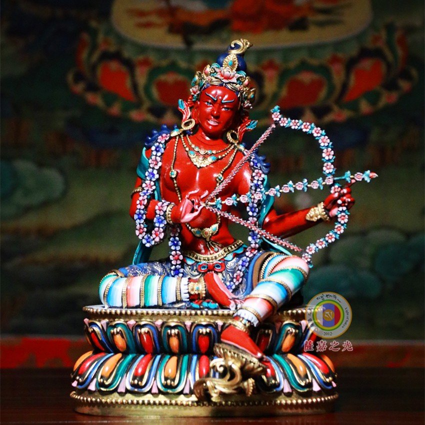 黄铜作明佛母民族风书房手绘摆件