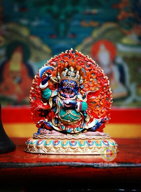 密宗铜护法民族手绘摆件黑袍金刚