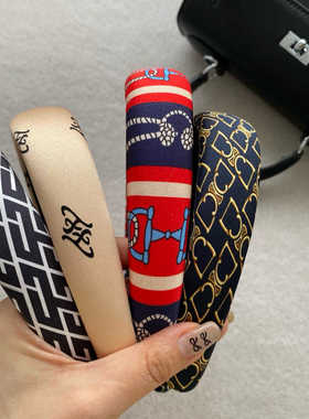 大牌风发箍真丝3CM海绵发箍优雅气质增高颅顶复古ce头箍网红发卡