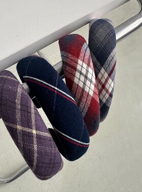 韩版少女网红英伦风格纹发箍女宽边高颅顶显脸小减龄复古发卡头箍