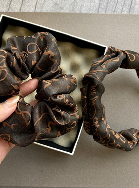 老料香云纱真丝发圈大肠圈简约气质中国风发饰头箍飘带发圈丝巾女